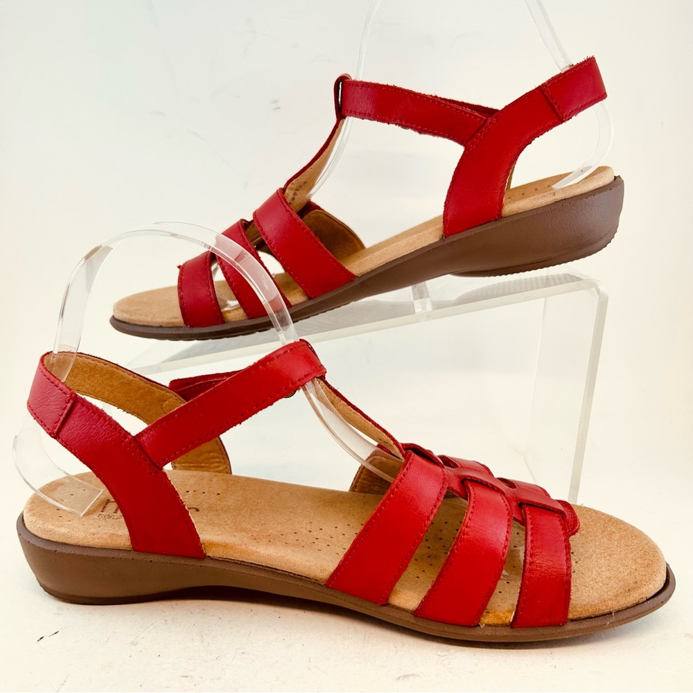 Hotter Concept Red Leather Sol Adjustable Straps Flat Sandals size 8.5 EU 40 - Picture 4 of 12